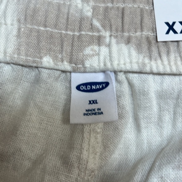 Old Navy loose fit drawstring shorts linen blend white cream elastic waist women - Picture 8 of 9